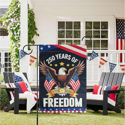 250 Anniversary USA Garden Flags, 250 Year American Anniversary Yard Flags 12x18 Inch Double Sided, Patriotic with Eagle Design Flag 250th Anniversary Decorations for Porch Patio Lawn Garden Decor