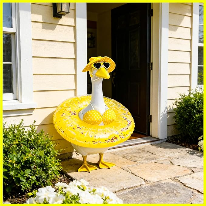Independence Day Style Cute Outfit for 23-Inch Cement Goose – Outdoor Garden Yard Porch Decor