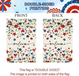 Baccessor Patriotic 4th of July House Flag 28x40 Inch Double Sided Burlap,Memorial Day Welcome American Red and Blue Flower Large Flag Summer Holiday Porch Patio Seasonal Outdoor Outside Decoration