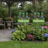 Frog Garden Stakes Decorative Large 41.7inch with Welcome Yard Sign, Whimsical Musical Frogs for Garden Decor Metal Yard Art Outdoor
