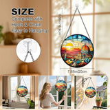 7.88'' Stained Glass Window Hanging, Church Sunset Suncatcher Stained Glass Panel with Hook Chain for Window, Religious Sun Catchers Decor Mother's Day Birthday for Women, Men, Wife, Aunt, and Mom