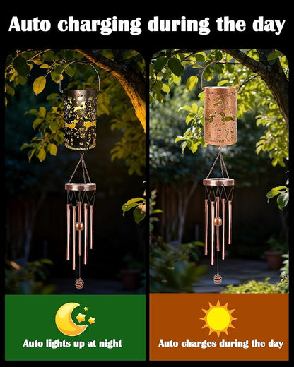 Dachshund Gifts for Women - Solar Wind Chimes Outdoor Decor with Larterns Garden Patio Porch Balcony Hanging Decoratoin Christmas New Year Birthday Gift for Mom Grandma Friend Dog Lover
