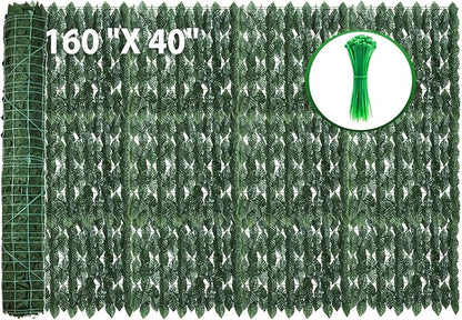 GEIGUIWA160x40inch Artificial Ivy Privacy Fence Wall Screen - Faux Greenery Backdrop Ivy Vine Leaf Hedges Fence Panels for Patio, Balcony, Garden, Backyard Indoor Outdoor Decor