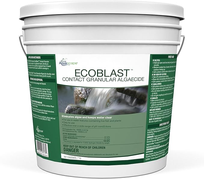 Aquascape EcoBlast Contact Granular Algaecide for Ponds, Waterfalls, Fountains, Streams, and Rocks, 7 lb / 3.2 kg, 29313