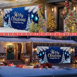 IVN Christmas Garage Door Cover Decoration 13x6ft Snowy Night Trees with Ornaments Blue Holiday Christmas Garage Door Banner Home Door Front Yard Decor for Xmas Eve Holiday Outdoor