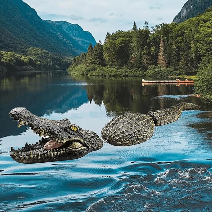 Garden Statues Floating Alligator Decoy for Pool Pond Floating Alligator Decoy Fake Gator Deterrent Outdoor Crocodile for Water Features Yard Ornaments Decor