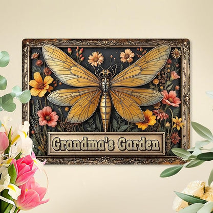 Personalized Metal Signs with Name Made in USA Custom Dragonfly Garden Sign Vintage Decorative Metal Print for Wall Decor Home Garden Ideas Gifts Artwork Prints for Yard Ourdoor