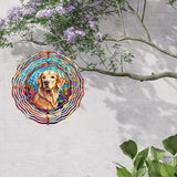 Golden Retriever Wind Spinner Pet Dog Memorial Gifts, Vibrant 3D Kinetic Aluminum Metal Hanging Outdoor Garden Decor, Loss of Dogs Sympathy Gifts, 8" Wind Sculptures for Patio, Porch Yard Art (GR3)