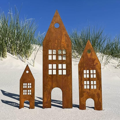 Realistic Rusty Castles Statue Figurines Stake for Spring Indoor and Outdoor Decoration Decorative Statue Vintage Garden Ornaments
