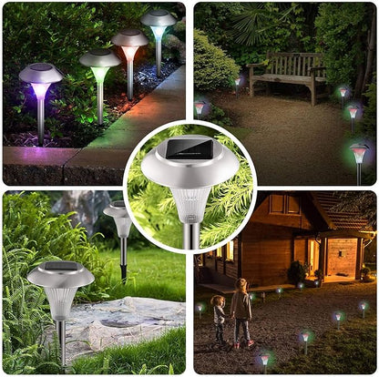 Solar Lights Outdoor Decorative, Solar Garden Lights Stakes, Flower Bed Decorations Mosaic, Decor for Path, IP44 Waterproof for Yard Driveway Walkway (4Packs)