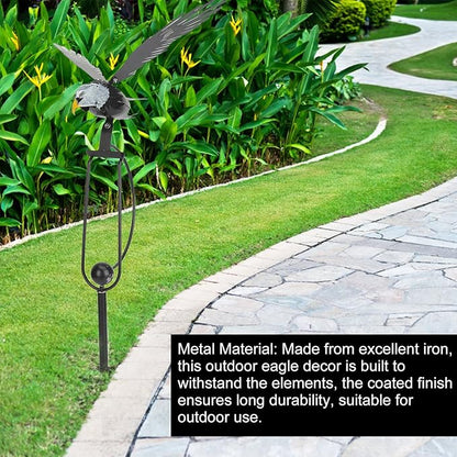 Eagle Decor Stake, Iron Metal Art Eagle Statue, Black, Bird Statue, Outdoor, Wedding, Animal, Modern Style, 336g