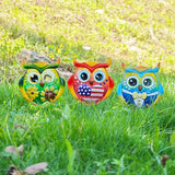Owl Garden Decor for Outside, 3 Pack Metal & Glass Owl Yard Art, Lawn Ornaments Outdoor Decor for Porch Patio, Housewarming Birthday Gifts for Grandma Mom Women