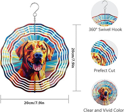 Labrador Retriever Wind Spinner Dog Memorial Gifts, Vibrant 3D Kinetic Aluminum Metal Yard Art, Loss of Dogs Sympathy Gifts, Hanging Outdoor Garden Decor, 8" Wind Sculptures for Patio, Porch (LR 7)