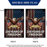 250 Years America Garden Flag, 250th Anniversary USA Banner 4th of July Patriotic Freedom Yard Sign Double-Sided Waterproof 1776-2026 Commemorative Flag 12x18 Inch