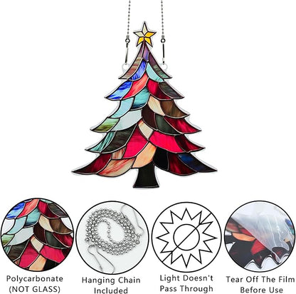 Christmas Tree Ornaments Colorful Window Hanging Decorations Home Wall Decor for Indoor Outdoor