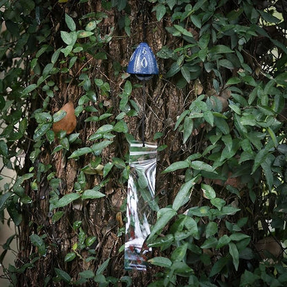 Japanese Wind Chime Cast-Iron Outdoor Ornament for Garden, Patio & Balcony, Hanging Metal Wind-Bell Decoration Gift, Blessing Pendant Windchimes & PVC Wind-Catcher, Blue Water Drops