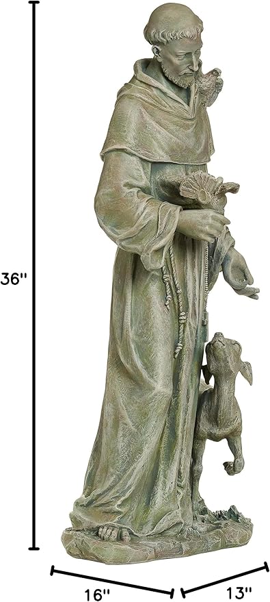 Joseph's Studio by Roman – 36.5" St. Francis with Fawn Garden Statue – Religious Outdoor Decor for Yard, Lawn, or Memorial