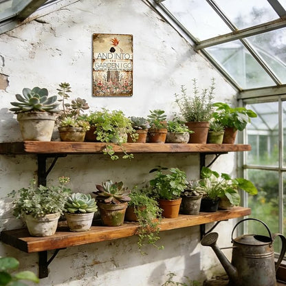 Garden Signs for Outside, Funny Metal Signs for Home Garden Patio Yard - and Into The Garden I Go, Vintage Gardening Gifts for Women, Wall Decor 12" x 8"