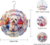 Maltese Dog Wind Spinner Pet Dog Memorial Gifts, Vibrant 3D Kinetic Aluminum Metal Yard Art, Loss of Dogs Sympathy Gifts, Hanging Outdoor Garden Decor, 8" Wind Sculptures for Patio, Porch (Maltese7)
