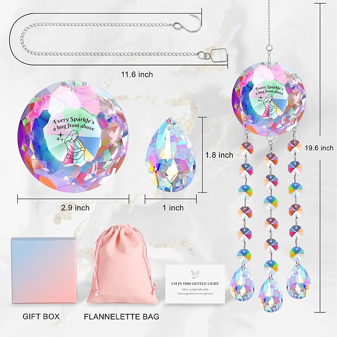 Suncatcher Crystal Memorial Gifts,Every Sparkle’s a Hug from Above,Sympathy Gifts for Loss of Loved One Remembrance Keepsake Decor
