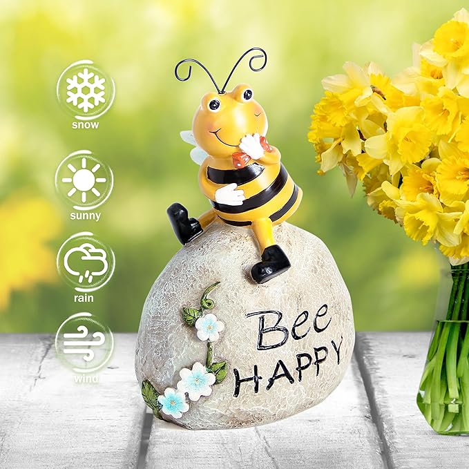 Smadeer Garden Decor Bee Outdoor Statues Sculpture Bumblebee Figurine for Patio Lawn Porch Yard Backyard Honey Bees for Insect Lovers Gifts Garden Ornaments for Home Decor Spring Summer