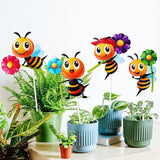 4 PCS Metal Bee Garden Stakes Decorative, ULENDIS Colorful 12.2 Inches Outdoor Bee Garden Decor stakes, Vivid Bee Yard Art Ornaments for Lawn Porch Pathway Patio Plant Pot Flower Bed