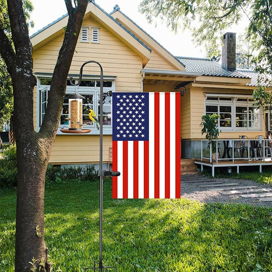 Garden Flag Stand and Shepherd Hook,48 Inch Garden Flag Pole Holder with one Tiger Clip and two Spring Stoppers for Bird-Feeder Lantern Plant-Hook Garden-Stake Seasonal Flags
