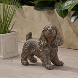 Josie Dog CAST SONE Garden Statue, Outdoor Cocker Spaniel Dog Garden Statue, Brown Finish, No Assembly Required