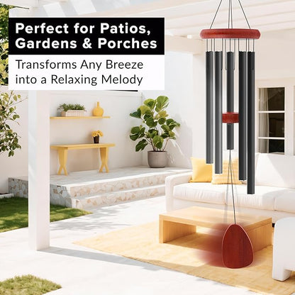 Wind Chimes for Outside - 37" Large Wind Chimes, Classic Black Aluminum Windchimes Outdoors, Zen Gift for Mom, Outdoor Garden Patio Decoration