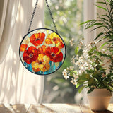 Poppy Flower Suncatcher Stained Glass Window Hanging, Poppy Flower Gifts Sun Catchers Indoor Window Glass Wall Art Decor, Floral Wall Hanging Decor Decorations, 7.9x7.9 Inch 032-MH-BLGH
