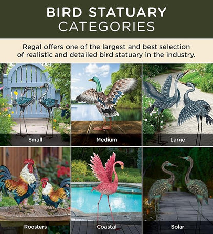 Regal Art & Gift Bird Bouncie Metal Garden Stake - Decorative Playful Outdoor Metal Sculpture for Lawn, Patio & Garden Décor - Crane