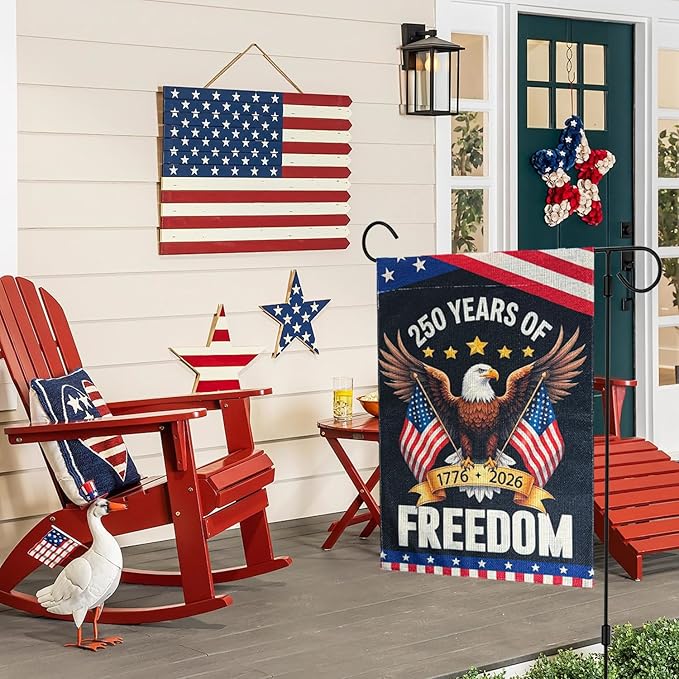 250 Anniversary USA Garden Flags, 250 Year American Anniversary Yard Flags 12x18 Inch Double Sided, Patriotic with Eagle Design Flag 250th Anniversary Decorations for Porch Patio Lawn Garden Decor