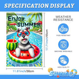 HOMETITUTE Hello Summer Garden Flag Schnauzer Dog 12X18 Inch Print Double Sided Cute Puppy Decorative Yard Flag Banner Poolside Patio Decor Banner Outside Seasonal Holiday Outdoor Decoration