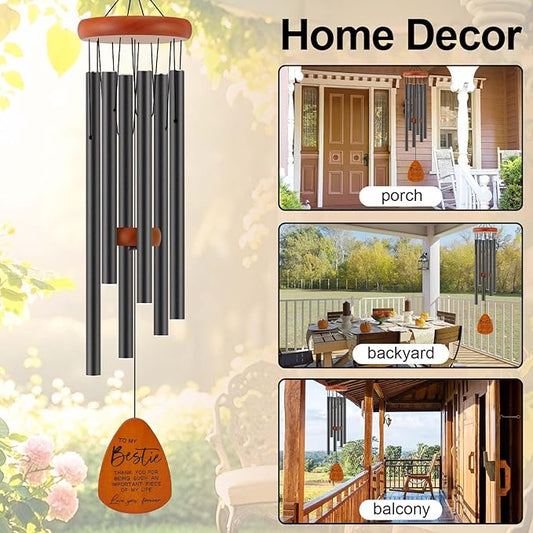 Bestie Gift for Women, Friend Gifts for Women, Unique Friendship Sister Gifts for Birthday, Valentines Day, Galentines, Mothers Day, Christmas, 32 Inch Wind Chimes Gift for Home Decor
