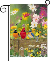 Spring Summer Hummingbird Garden Flag Double Sided 12x18 Inch, Birds Colorful Floral Small Burlap Yard House Seasonal Outside Outdoor Decoration
