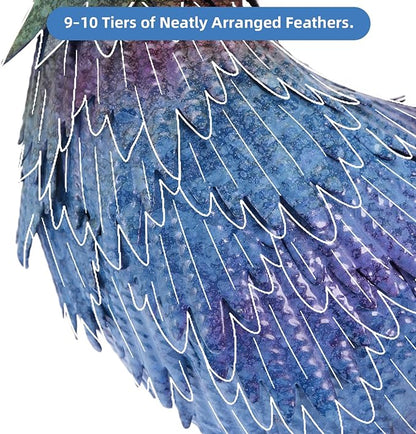 Metal Chicken Garden Sculptures & Statues,Vivid Lawn Ornaments for Garden Decorations Outdoor, Blue Rooster Gift for Housewarming,Home Decoration for Christmas Holiday