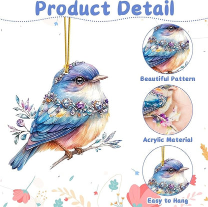 Hummingbird Window Hangings Ornament- 10Pcs Acrylic Bird Sun Catcher Decor, Art SunCatcher Tree Pendant for Gifts Indoor Outdoor Home Wall Living Room Spring Summer Garden Decoration