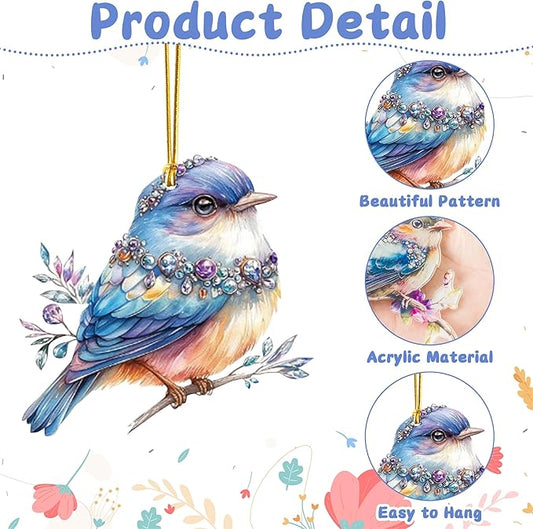 Hummingbird Window Hangings Ornament- 10Pcs Acrylic Bird Sun Catcher Decor, Art SunCatcher Tree Pendant for Gifts Indoor Outdoor Home Wall Living Room Spring Summer Garden Decoration