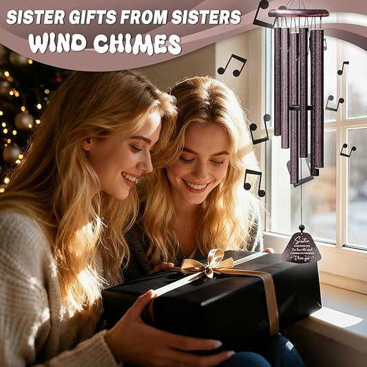 Sister Gifts Wind Chimes 32", Gifts for Sisters, Big Sister Birthday Gift from Sis/Brothers, Christmas Mothers Valentines Day Graduation Gift for Sisters, Best Sis Ever Presents for Women