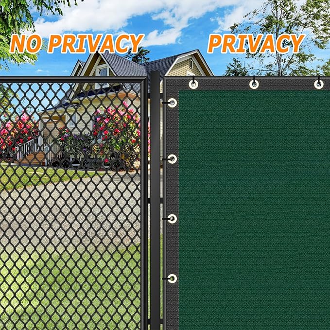 KANAGAWA 3ft x 10ft Privacy Screen Fence, 90% Blockage Heavy Duty 175 GSM Fencing Mesh Net Cover for Outdoor Wall Garden Yard Backyard 40 Cable Zip Ties Included Dark Green