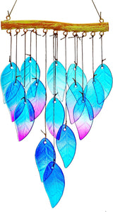 Wind Chimes for Outside,Stained Glass Leaves Wind Chimes Indoor Outdoor Hanging Decor Handmade 12.5" Garden Chimes for Windows, Patio,Backyard Decor Ornament for Christmas Tree