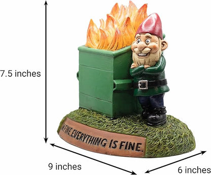 This is Fine Garden Gnome Statue | Funny Meme Gift Figurine, All-Weather Yard Art Garden Decoration | Indoor or Outdoor Home Gift | 7.5x9x6 Inches