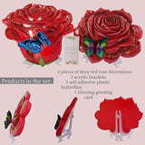 Simulated rose home decor gift - outdoor garden landscape flower stepping stone - rose for mothers, sisters, besties, grandmothers, and maternal grandmothers as a festive gift - 2-piece set, red