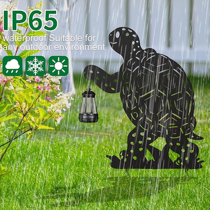 nawaza Turtle Metal Garden Stakes Decorative 2Pack,Solar Lights Outdoor Garden Decor Stake,Birthday Gifts for Mom Women,Decorative Metal Housewarming Ornament for Lawn Patio Yard Pathway Black.