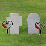 OZIO Memorial Grave Markers for Cemetery, Heart Memorial Plaque Stake Cardinals Garden Stake Memorial Metal Grave Stake Decoration for Mom Dad Cemetery Outdoors Yard Garden