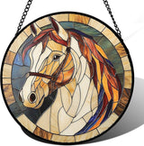 DASTOLL Stained Glass Window Hanging, Animal Horse Colored Mane Sun Catchers Glass Panel Cool Suncatcher Decor for Birthday for Women, Men, Wife, Aunt, and Mom 14.9x14.9 in