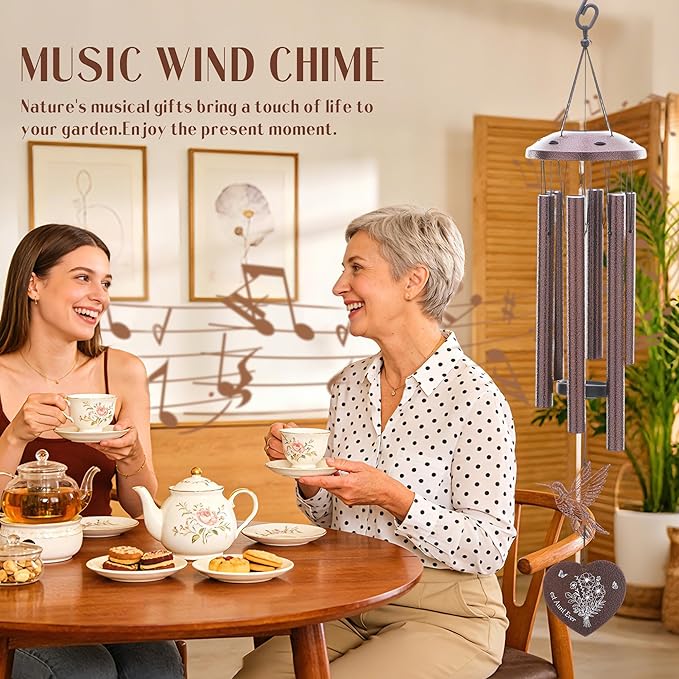 Aunt Gifts for Women - Metal Hummingbird Wind Chimes Outdoor with Greeting Card Garden Patio Yard Home Porch Backyard Hanging Decor Appreciation Birthday Gift for Aunts from Niece Nephew