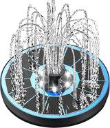 Yzert Solar Fountain Glass Panel with 2200 mah Battery, 3.5W Floating Solar Water Fountain with 4 Fixed Rods, Solar Pump for Bird Bath, Garden, Pond, Pool, Outdoor (Blue Panel White Lights)