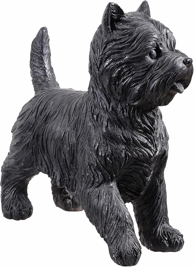 Hi-Line Gift Ltd. Cairn Terrier Statue Black Life Size Home Decor Garden Yard Statue