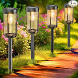 EXCMARK 2 Pack Outdoor Solar Lights Waterproof for Yard Garden Walkway Pathway Lawn Decorative Contemporary Landscape Lighting. (Warm White Light, 2)